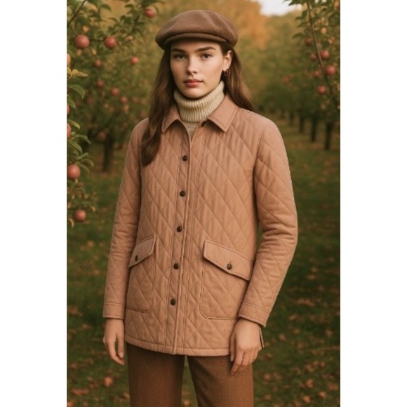 NWT JOIE Antique Pale Pink Quilted Puffer Barn Chore Coat Utility Liner Jacket M - Picture 1 of 7
